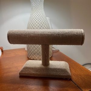 Linen Covered Wood Jewelry Display Stand
